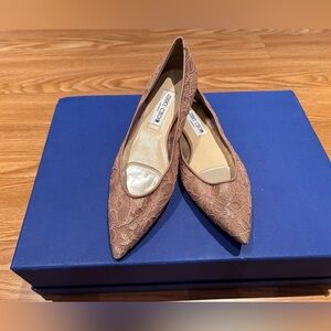 SIZE 39.5 Jimmy Choo Lace Flats in Nude